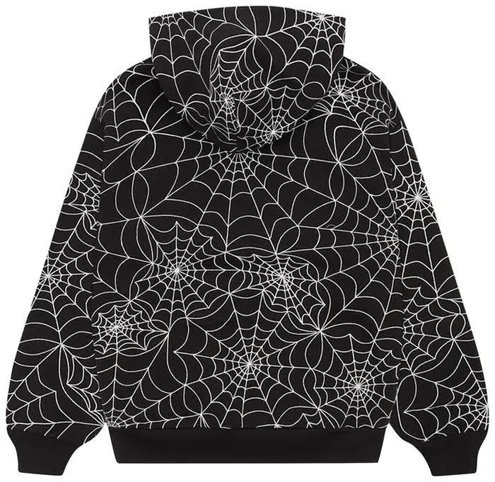 Sp5der Embroidered AOP Hoodie 'Black'