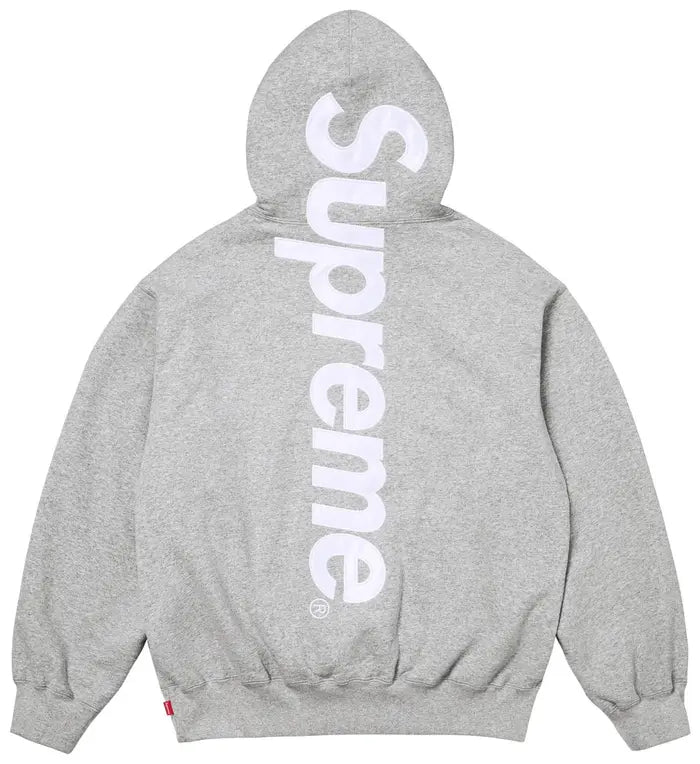 Supreme Satin Appliqué Hooded
Sweatshirt 'Heather Grey'