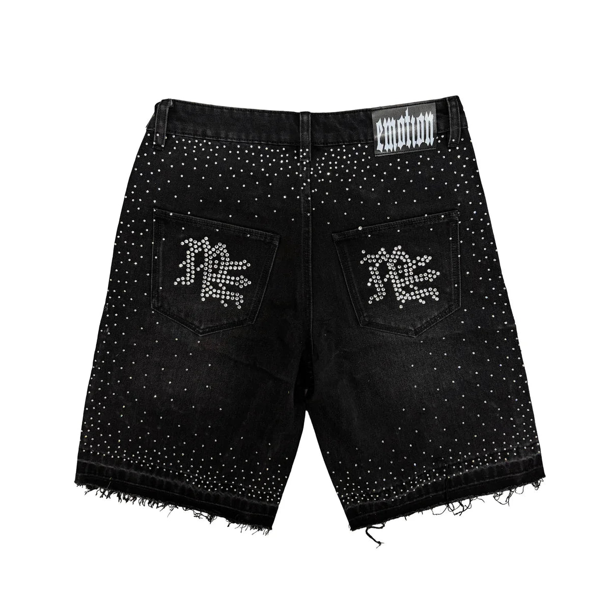Black “ME” Rhinestone Denim Shorts