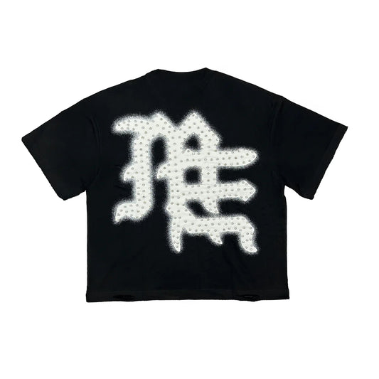 Black 'End' Rhinestone Tee