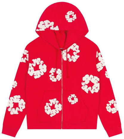 Denim Tears Cotton Cotton Wreath Zip Hoodie 'Red'