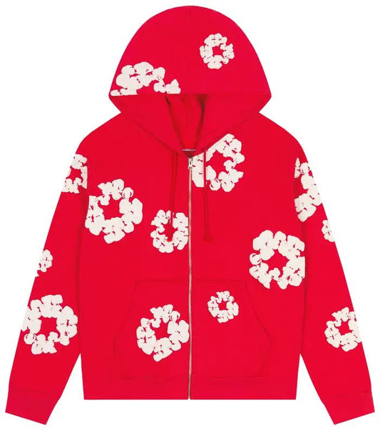 Denim Tears Cotton Cotton Wreath Zip Hoodie 'Red'