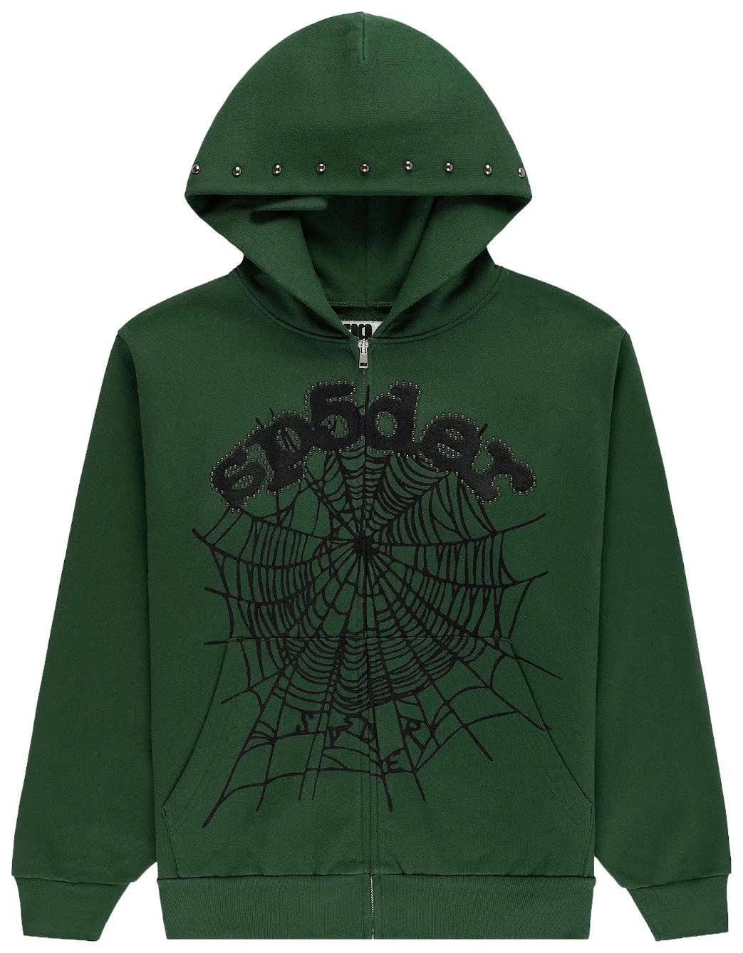 Sp5der Og Studded Zip Hoodie 'Green'