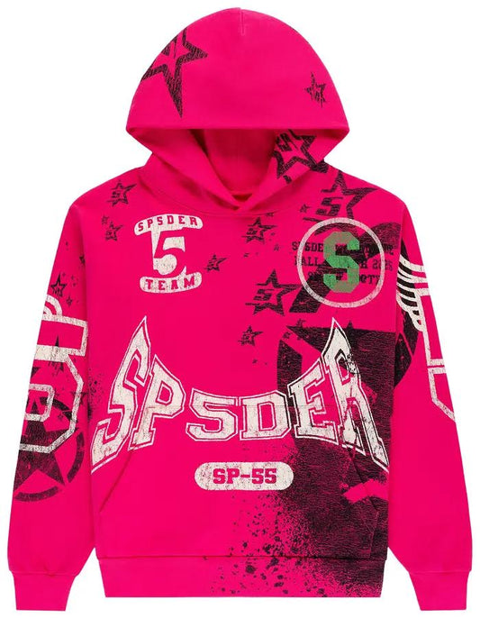 Sp5der Stencil Hoodie 'Pink'