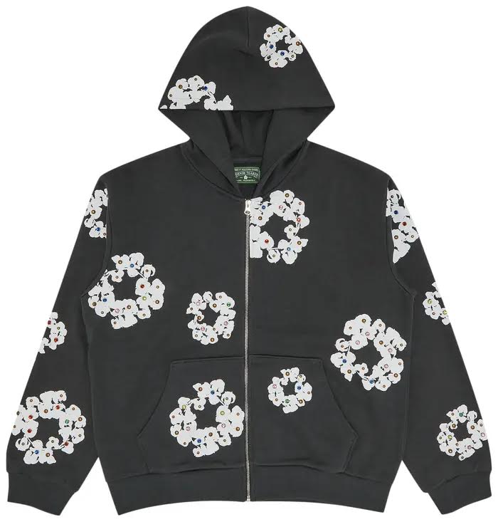 Denim Tears Rhinestone Wreath Zip
Hoodie 'Vintage Black'
