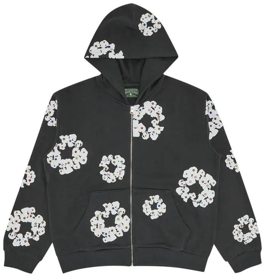 Denim Tears Rhinestone Wreath Zip
Hoodie 'Vintage Black'