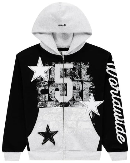 Sp5der Tripe 5 Stitch Zip Up 'Black'