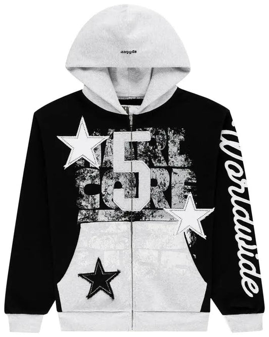 Sp5der Tripe 5 Stitch Zip Up 'Black'