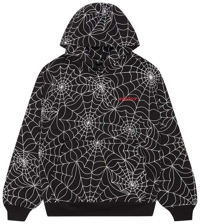 Sp5der Embroidered AOP Hoodie 'Black'