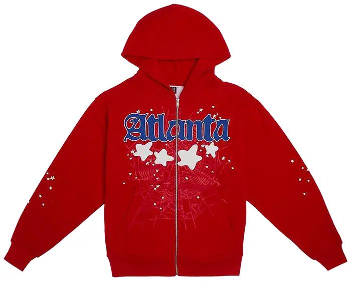 Sp5der Atlanta Zip Up Hoodie 'Red'