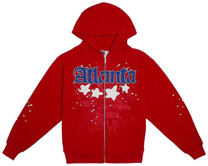 Sp5der Atlanta Zip Up Hoodie 'Red'