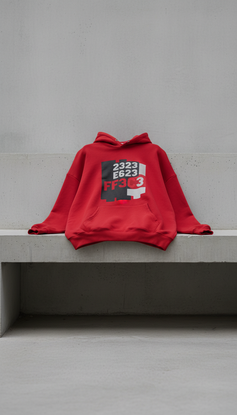 Sudadera oversize roja gráfico urbano