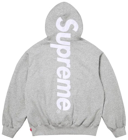 Supreme Satin Appliqué Hooded
Sweatshirt 'Heather Grey'