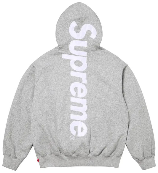 Supreme Satin Appliqué Hooded
Sweatshirt 'Heather Grey'