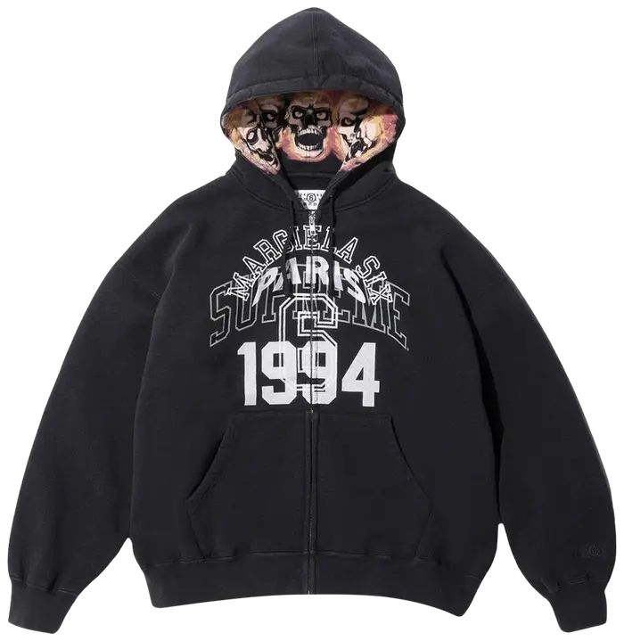Supreme x MM6 Maison Margiela Zip Up Hooded Sweatshirt 'Black'