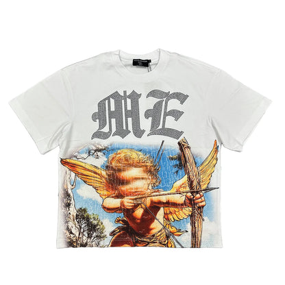 White “Angel” Rhinestone Tee