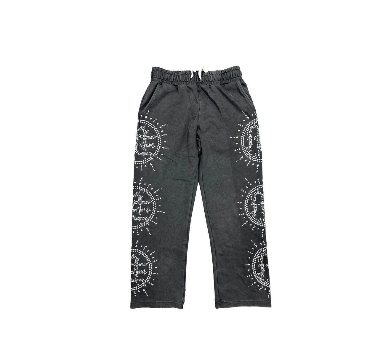 ‘Eclipse’ Grey Acid Wash Rhinestone Sweats