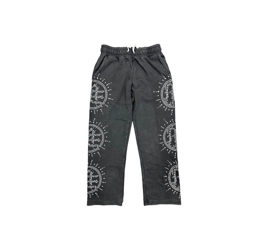 ‘Eclipse’ Grey Acid Wash Rhinestone Sweats