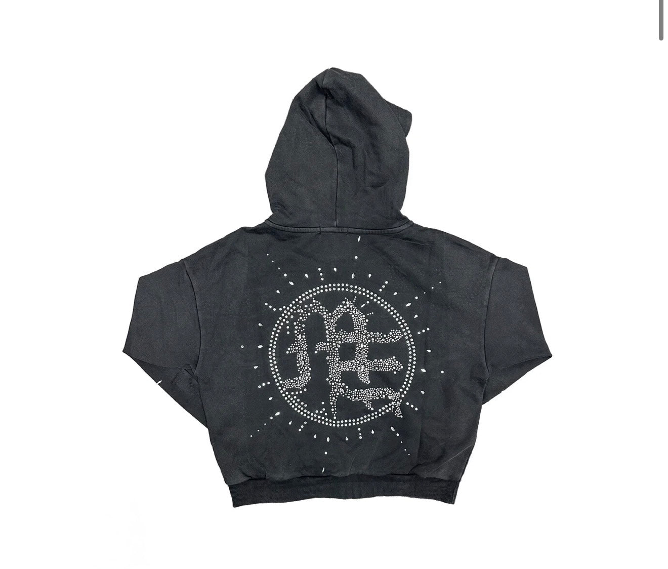 Eclipse’ Grey Acid Wash Rhinestone Hoodie