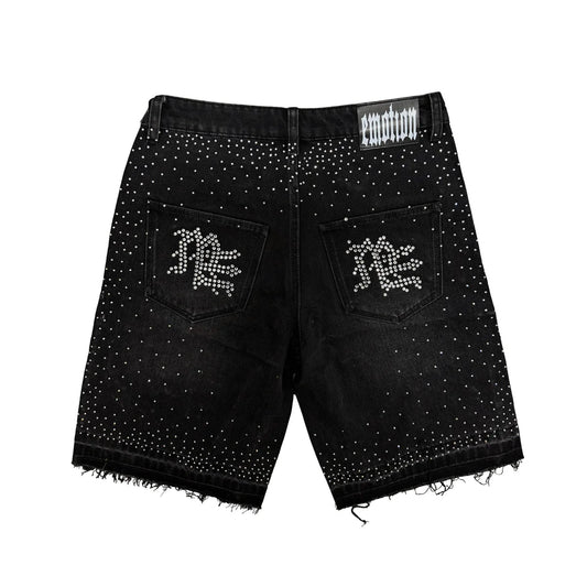 Black “ME” Rhinestone Denim Shorts