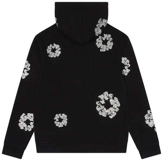 Denim Tears Cashmere Swarovski Cotton Wreath Zip Hoodie 'Black'